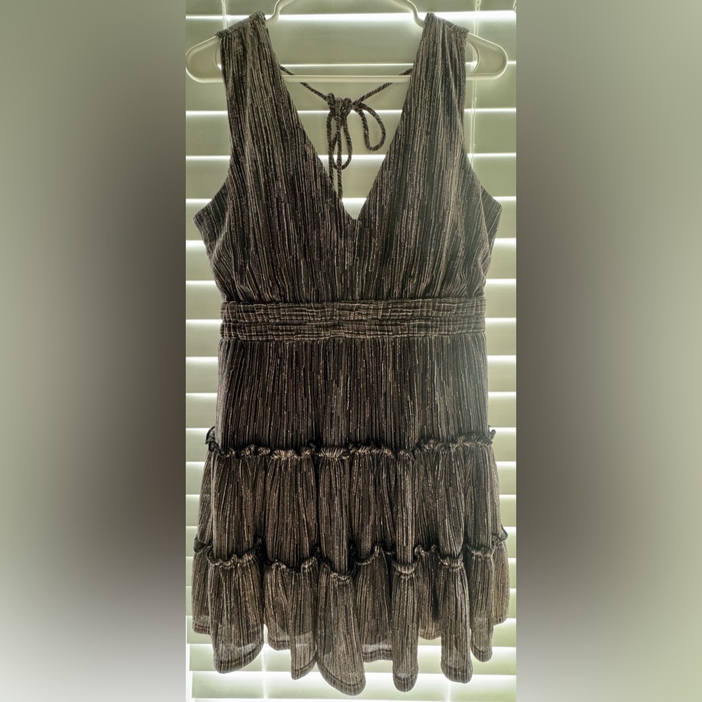 Francesca's Collections Black and Silver Strapless Dress